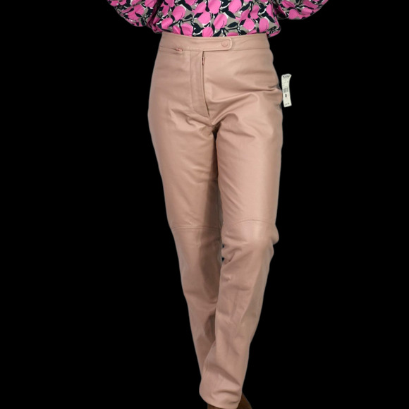 Vintage Wilsons Maxima Leather Pants Pink Blush Straight High Waist Deadstock 6 - Picture 11 of 16